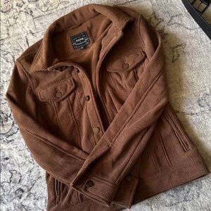 Brown Corduroy Jacket with Button Accents